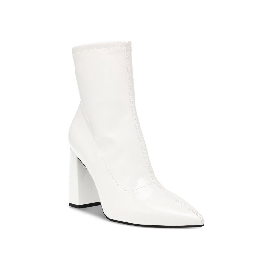 Wild Pair Womens 8 M White Patent Iloise Pointed Toe Booties DISPLAY FA8