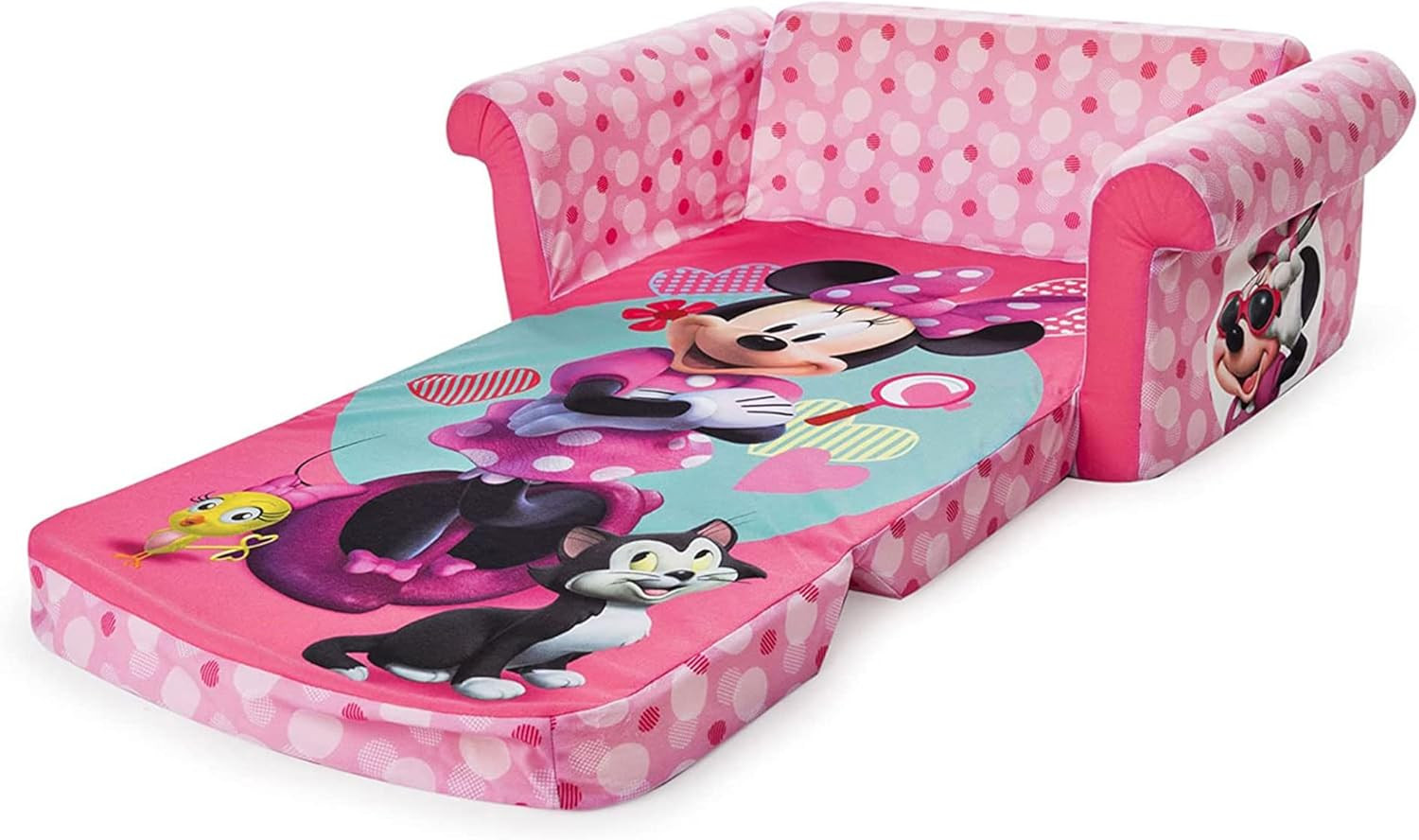 , Children'S 2 in 1 Flip Open Foam Sofa, Minnie Mouse, by Spin Master