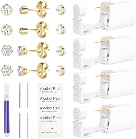 4pcs Ear Piercing Kit, Disposable Piercing Kit, Easy And Safe Ear Piercing Gun K