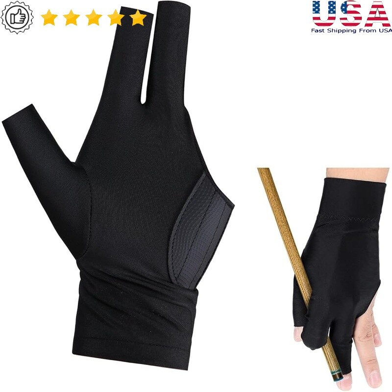 Left Hand Billiards Glove Three Finger Pool Cue Gloves Sport & Leisure New