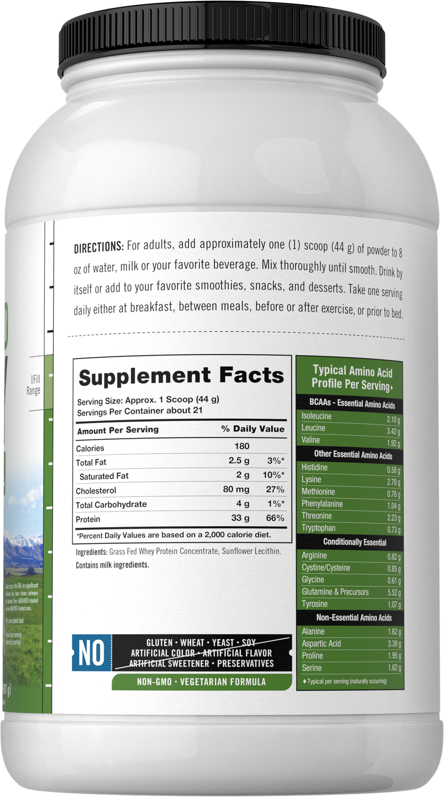 Grass Fed Whey Protein Powder | 2lb | Unflavored | by Herbage Farmstead