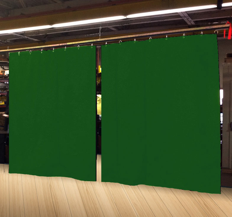 Lot of (2) Economy Hunter Green Curtain Panel/Partition 8 H x 4½ W, Non-FR