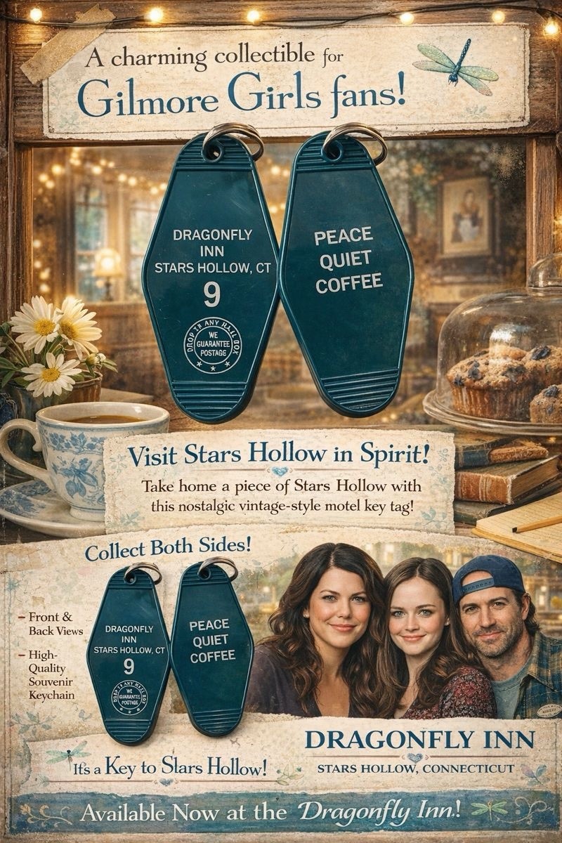 Gilmore Girls Dragonfly Inn Motel Key Tag - Room 9 - Vintage Style Keychain