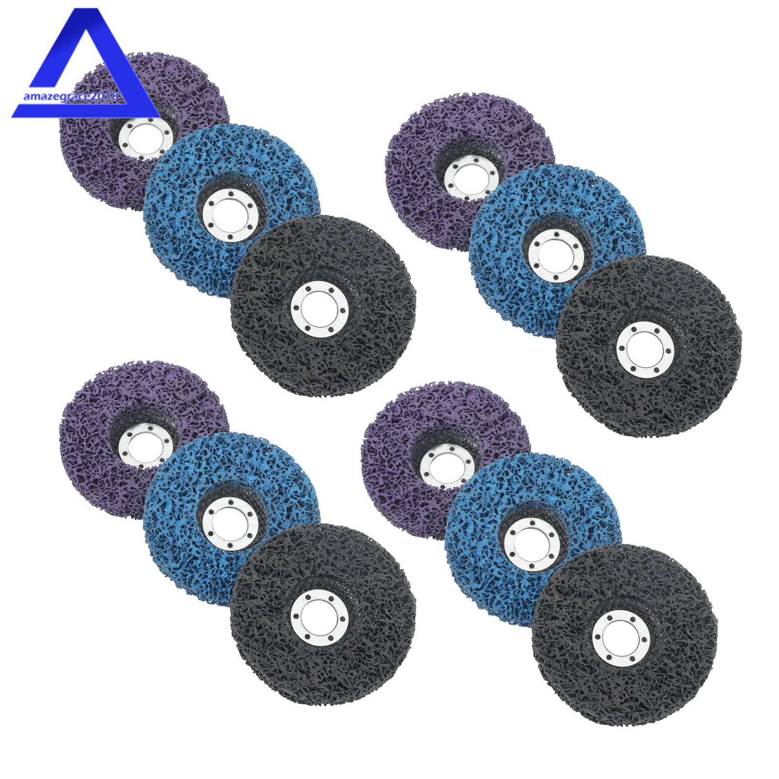 12 Pcs 3 Kinds Paint Strip Disc 4-1/2" × 7/8" Angle Grinder Stripper Wheels