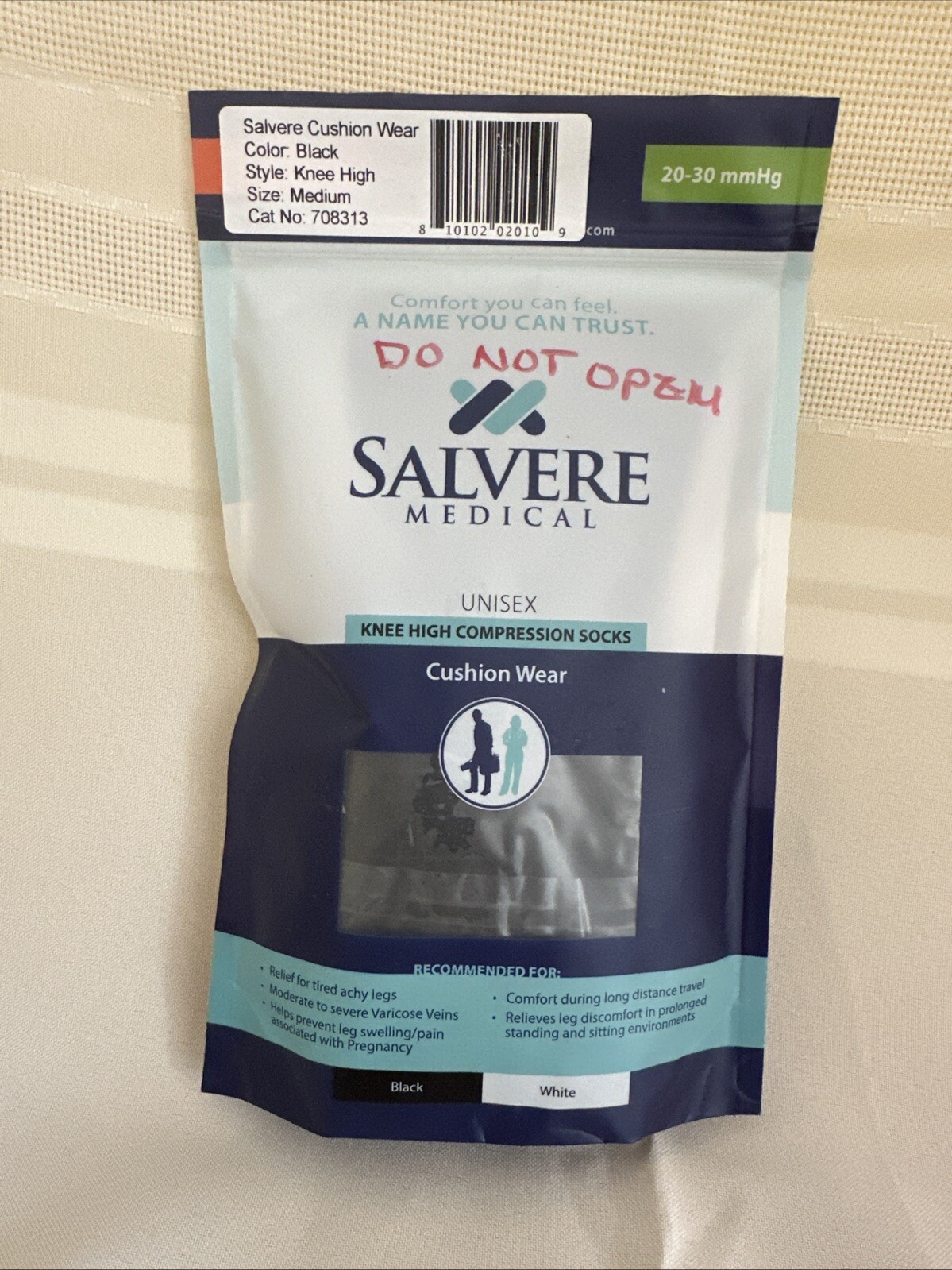 Salvere Medical Knee High  Compression Socks Black Size Medium Unisex