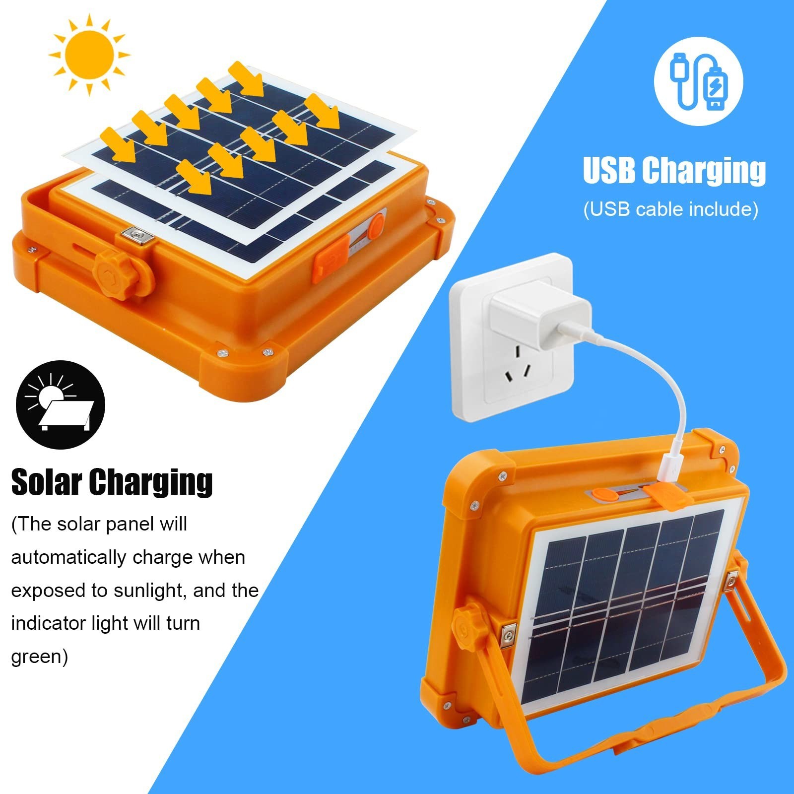 650W Solar Rechargeable Work Light–100LM Portable LED Flood Light with Stand US