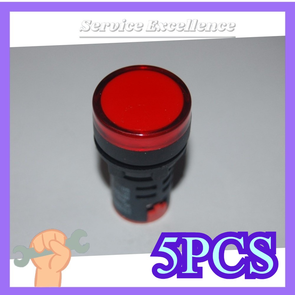 NEW LOT OF 5X Pilot light RED Led Lamp 22mm Screw Terminal 480V AC AD16-22D/S