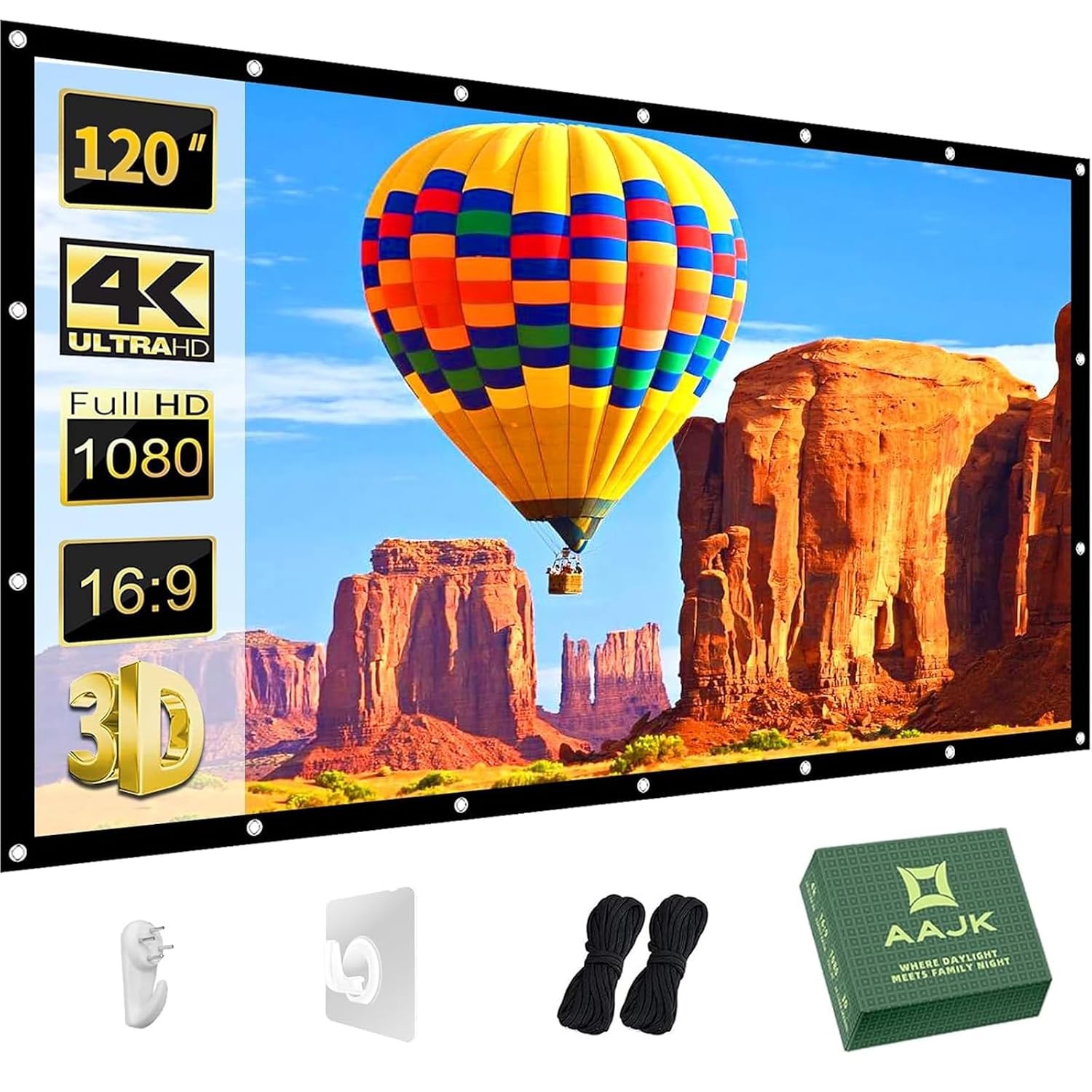 120 inch 16:9 Foldable Outdoor Washable Portable Projector Screen for Home