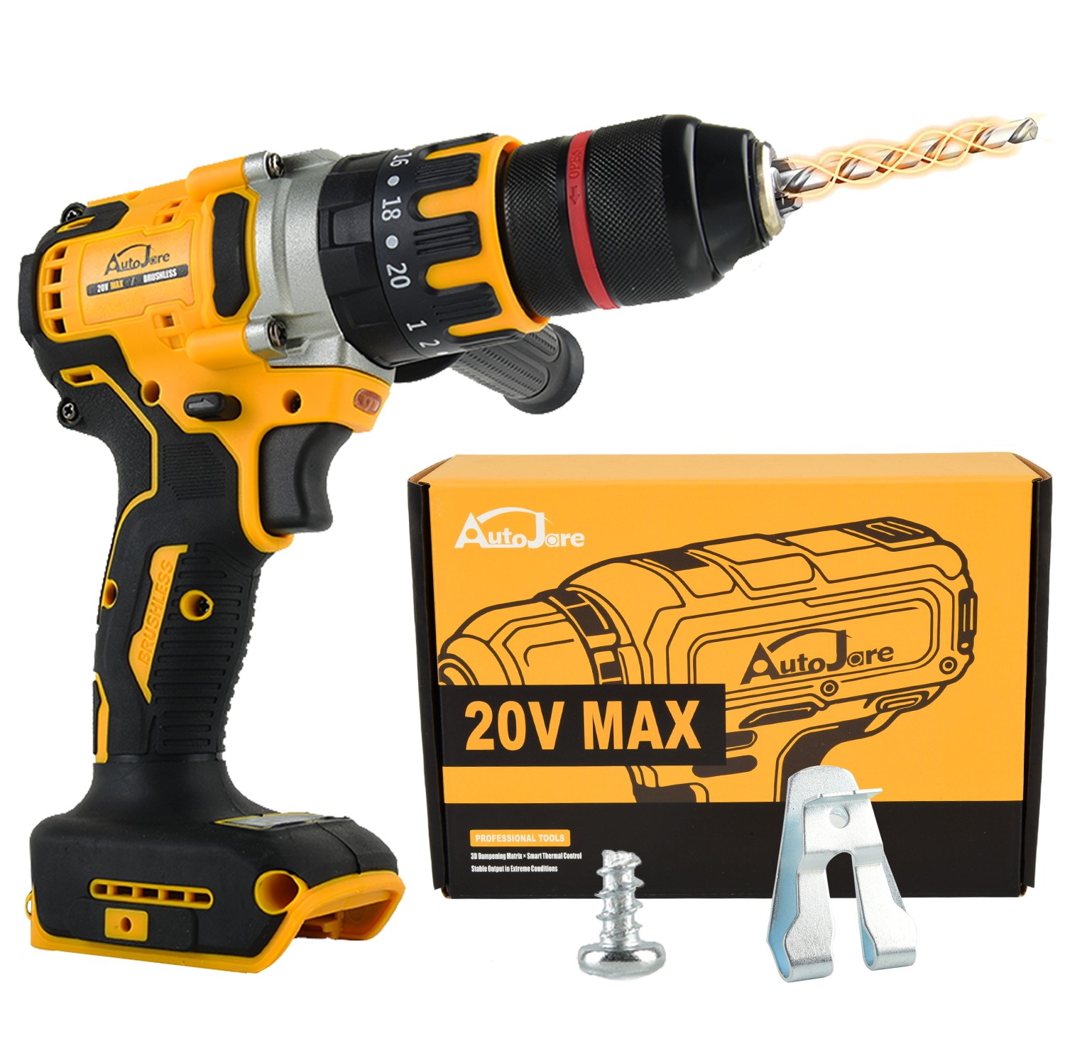 Cordless Drill Driver for Dewalt 20V Battery, Brushless 1/2" Compact Drill Tool