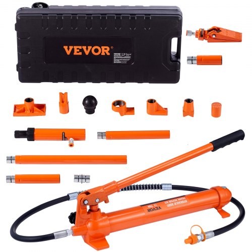 VEVOR 12 Ton Porta Power Kit,Hydraulic Ram w/Pump w/4.6 ft/1.4 m Oil Hose,Portab
