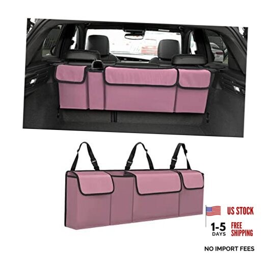 AUCELI Car Trunk Organizer - Backseat Hanging Large Storage - Adjustable Pink