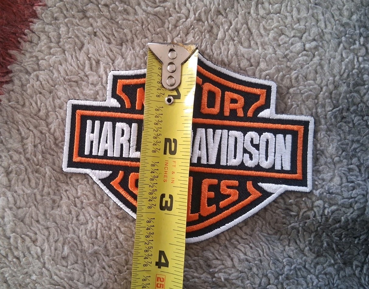 Harley Davidson Classic Black - Orange Patch BAR & SHIELD - NEW. 4.5”x 5.5”