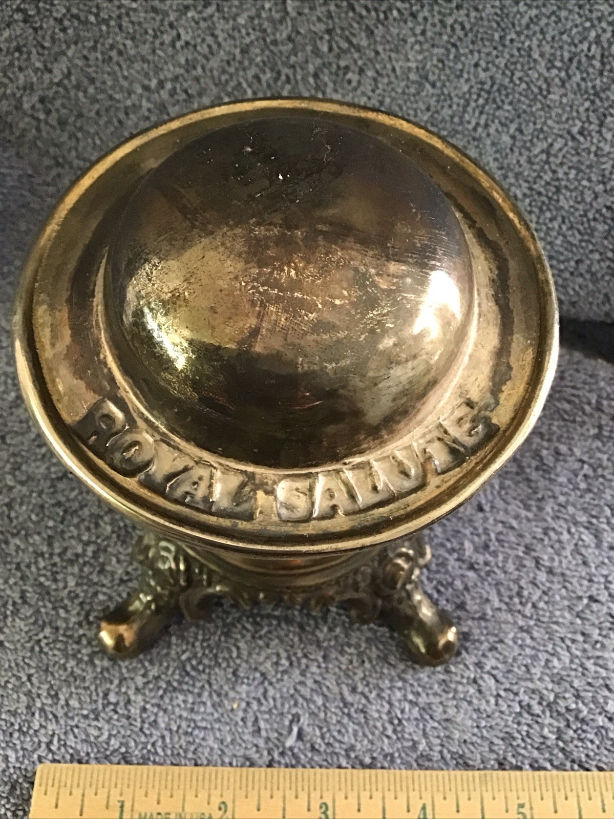 Silver Plate Bottle Holder ROYAL Salute Scotch Whiskey Liquor Promo Ad Bar Decor