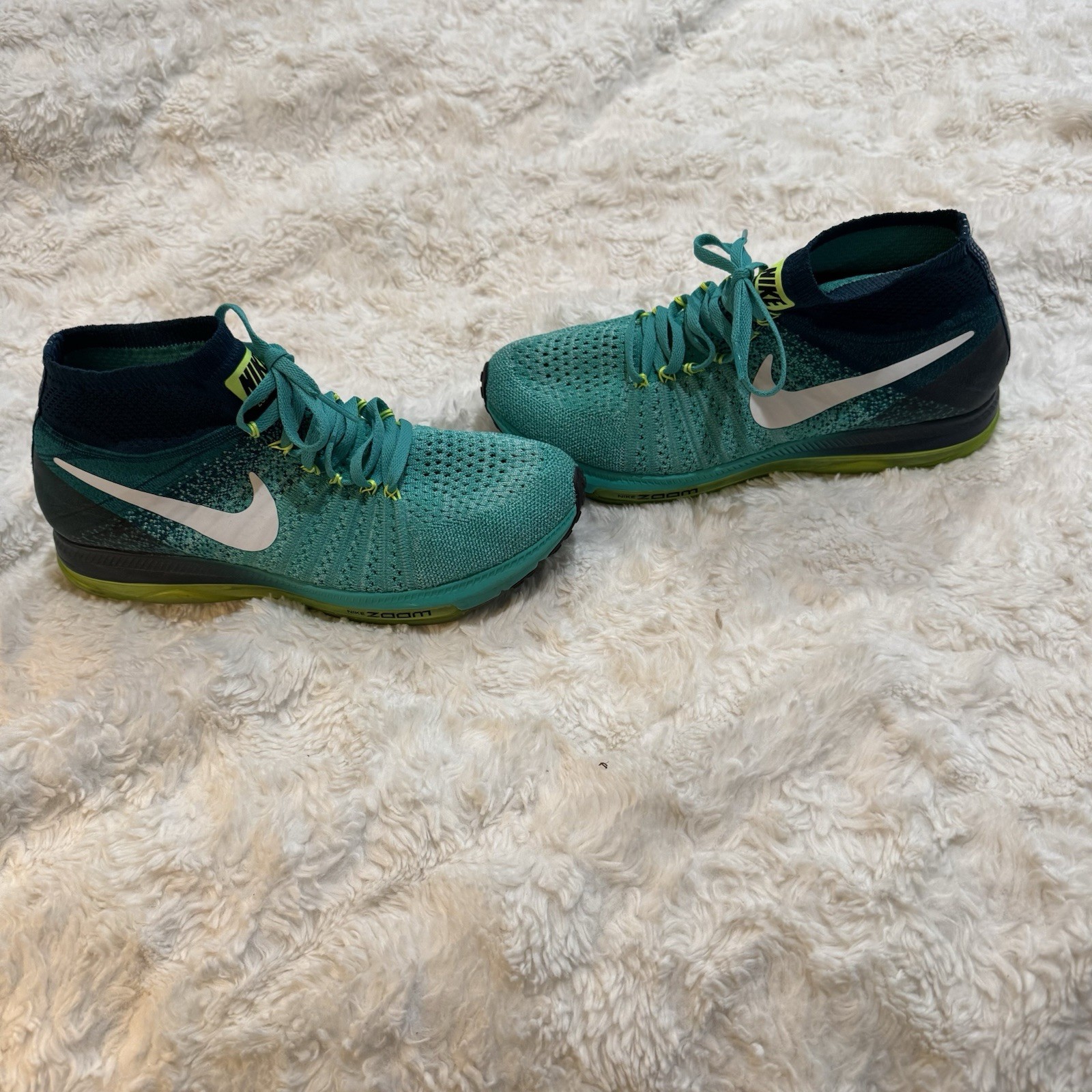 Nike Zoom All Out Flyknit Clear Jade White Turquoise Size 9