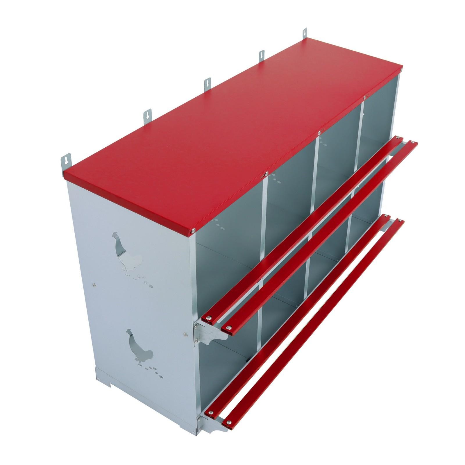 8-Compartment Metal Poultry Nest Box Wall Mount Easy Eggs Collection Large Vent