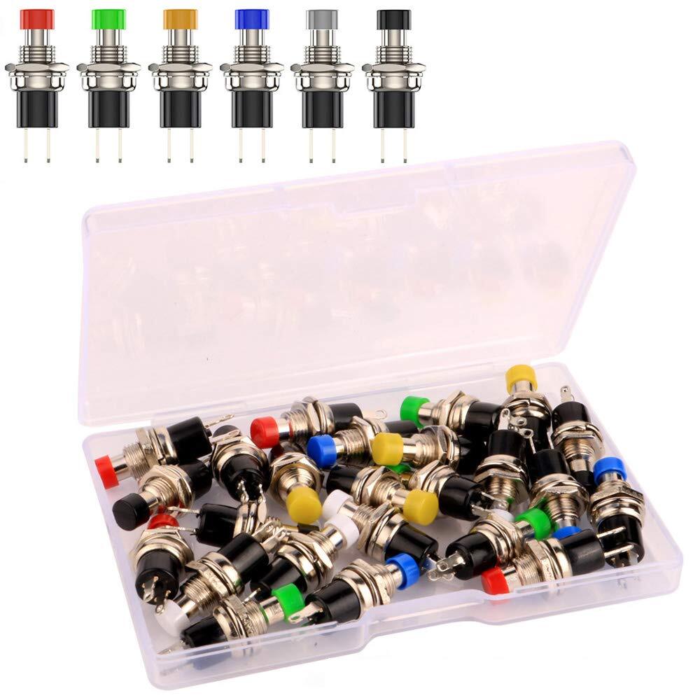 Gebildet 24pcs 7mm Mini Momentary Push Button R/Y/B/G/W/B