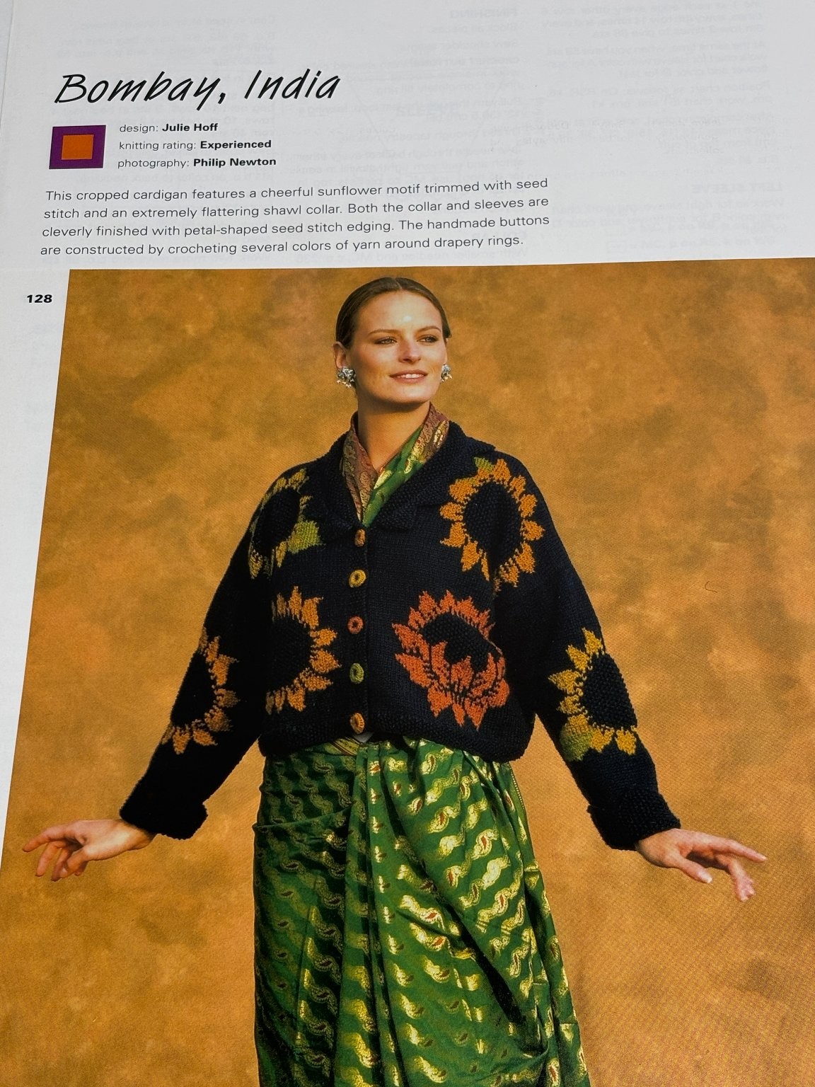 Cardigan Sweater Sunflower Bombay India Julie Hoff Knitting Pattern Book Pages