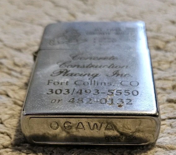 Ogawa Lighter "Concrete Construction Placing Inc." Silver