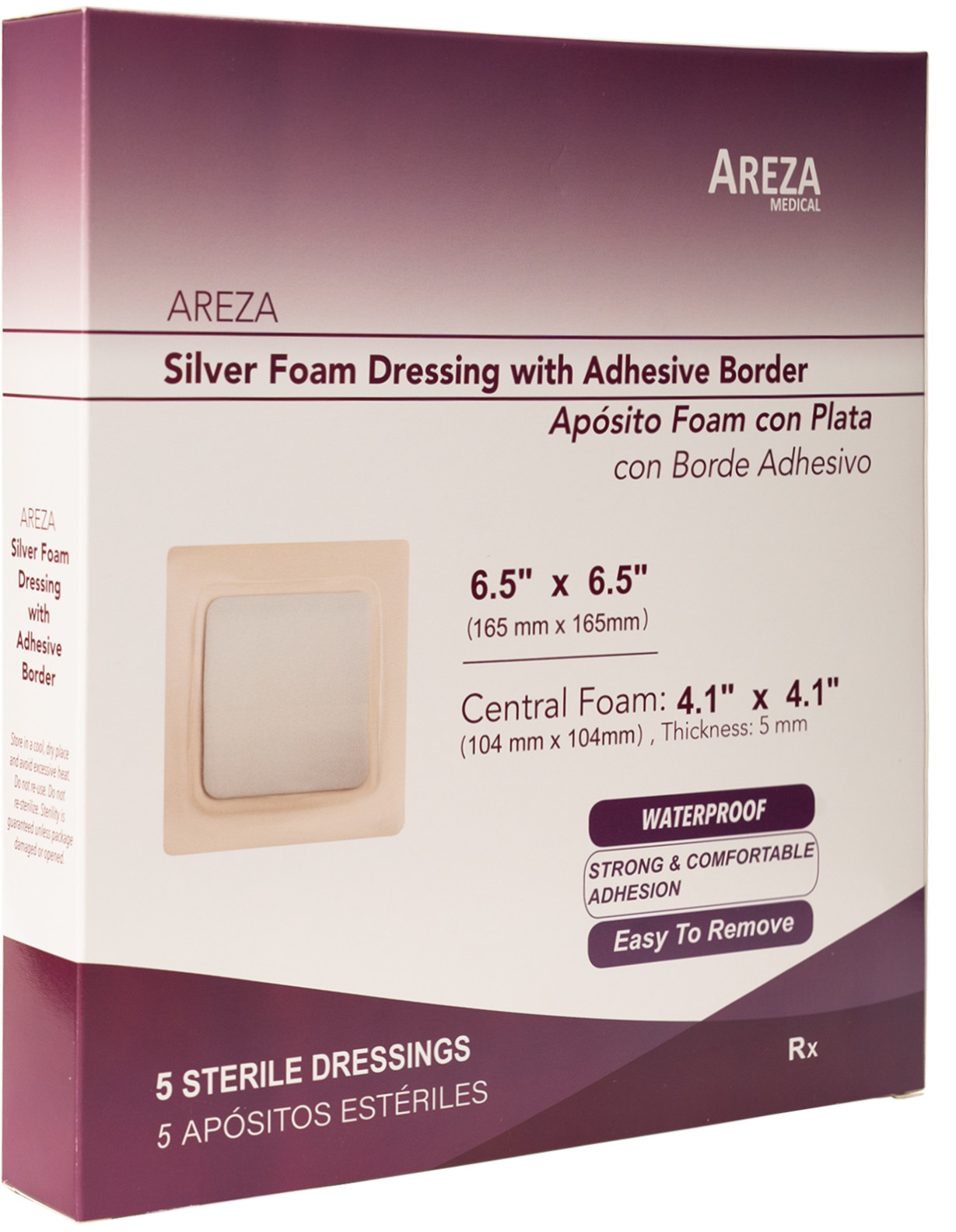 Silver Foam Dressing with Adhesive Border  Sterile (Two Sizes Available)
