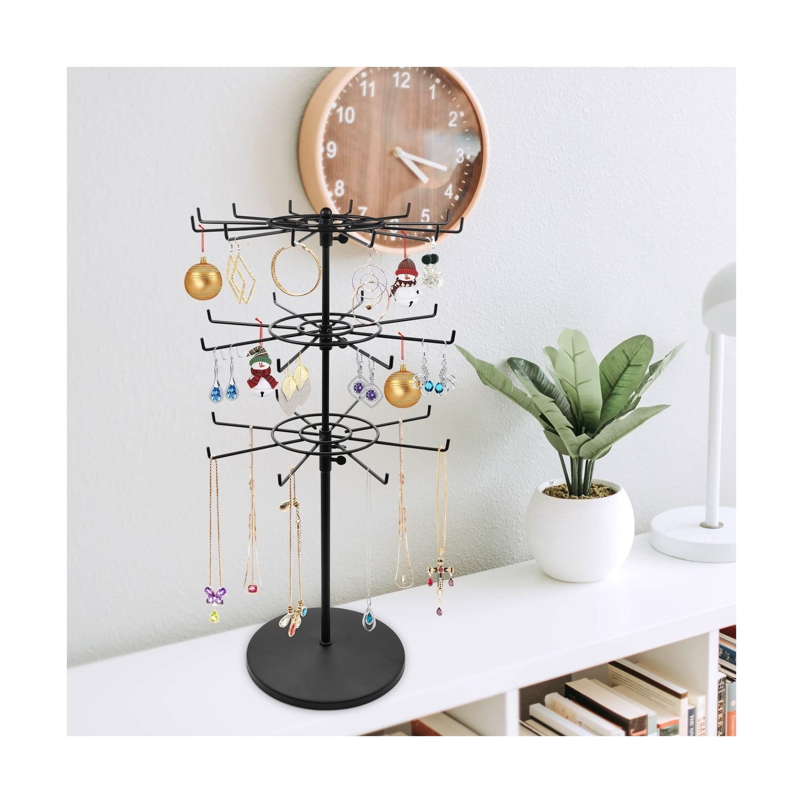 Heavy Duty Adjustable Countertop Spinner Display Stand Black 3-Tier