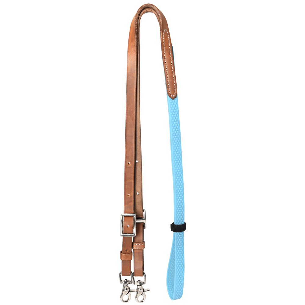8 Ft Hilason Horse Western Leather Rubber Grip Barrel Roper Reins Tan /