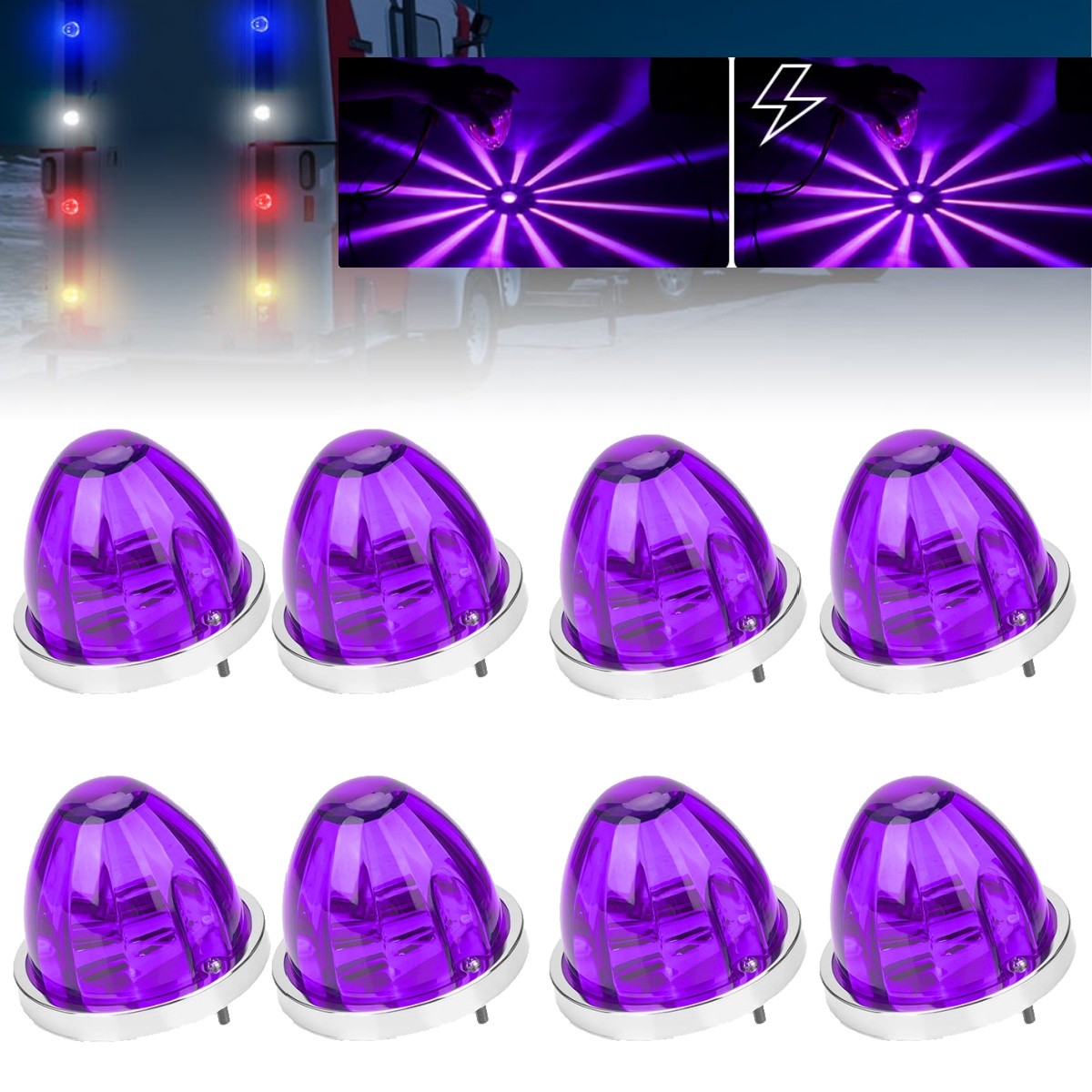 LED Side Marker Lights Watermelon Purple DRL Strobe Truck Trailer Waterproof
