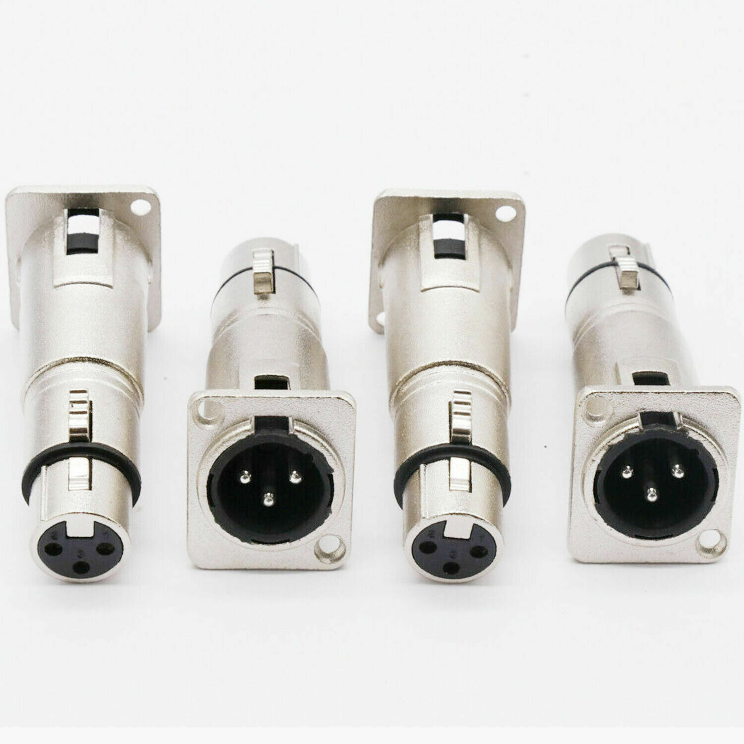4 x 3 Pin XLR Male to Female Audio Pass Thru Feed Panel Mount Connector Adapter