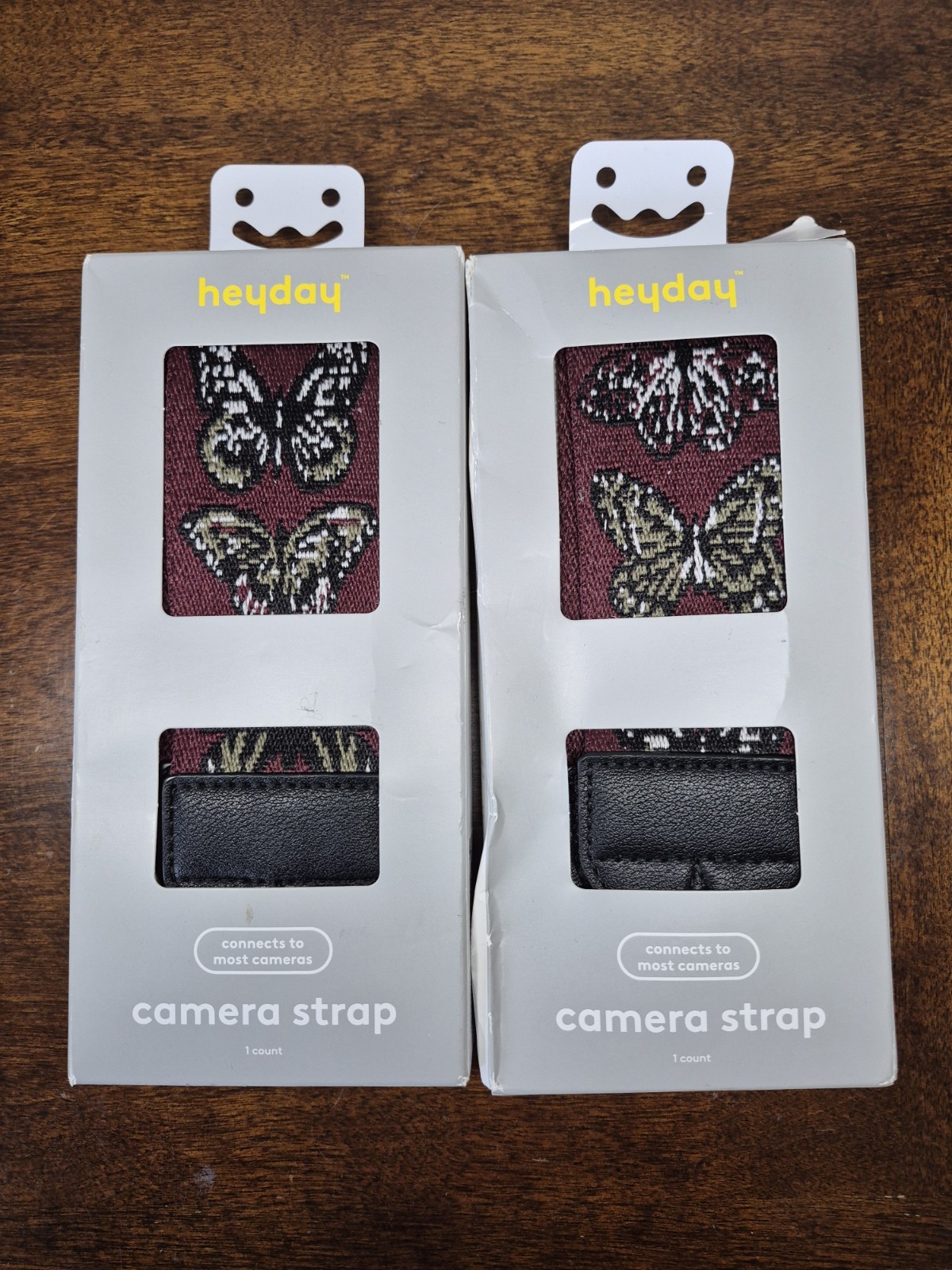 Heyday Camera Strap 2 Pack Embroidered Maroon Butterfly Adjustable New In Box