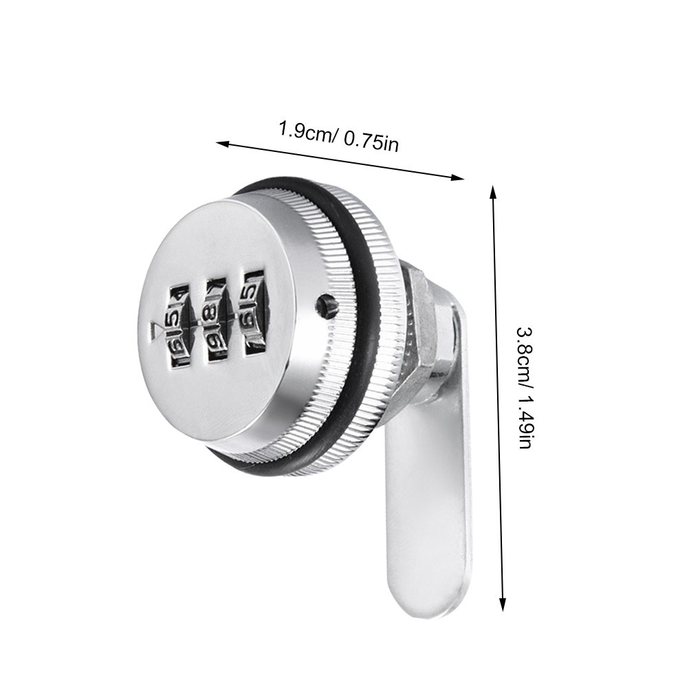 Keyless 3 Dial Cam Lock for Cabinet Drawer Mailbox Silver Durable Security