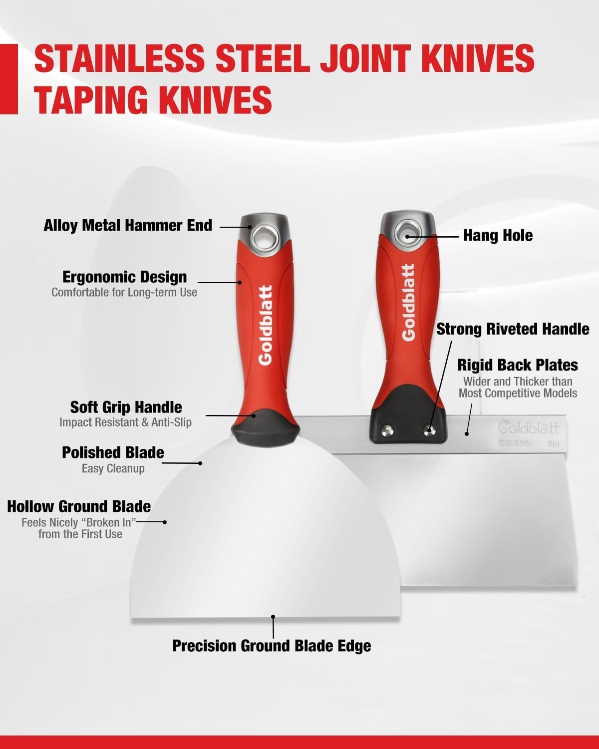 Versatile 14-in-1 Drywall Tool Kit - Includes Joint Knives, Scrapers & Mud Pan