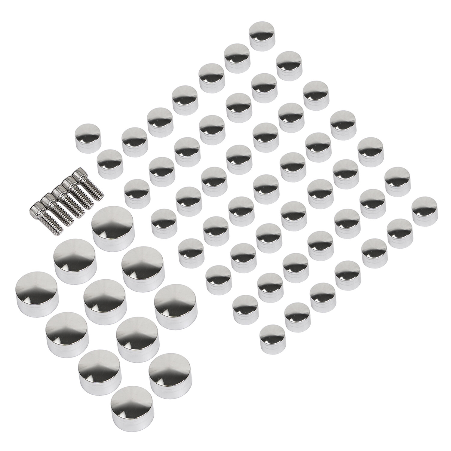 61pcs Chrome Engine Bolt Caps Screw Kit For Harley Fat Boy Softail Deluxe FLSTN