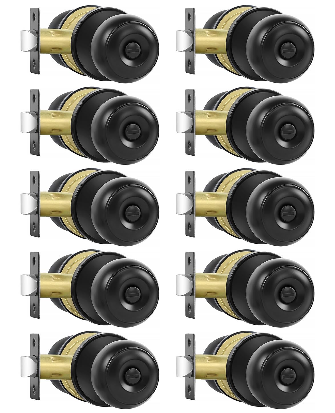 RAZCC Privacy Door Knobs, 10 Pack Matte Black Knobs with 10 Pack,