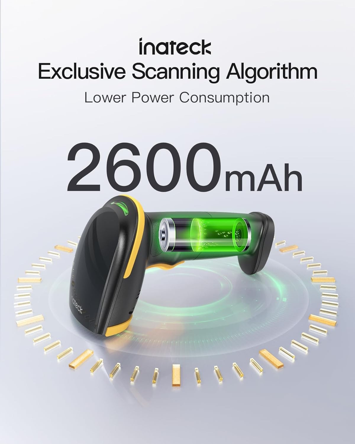 Inateck 2D Barcode Scanner with Intelligent Stand, ,Handheld with APP and SDK