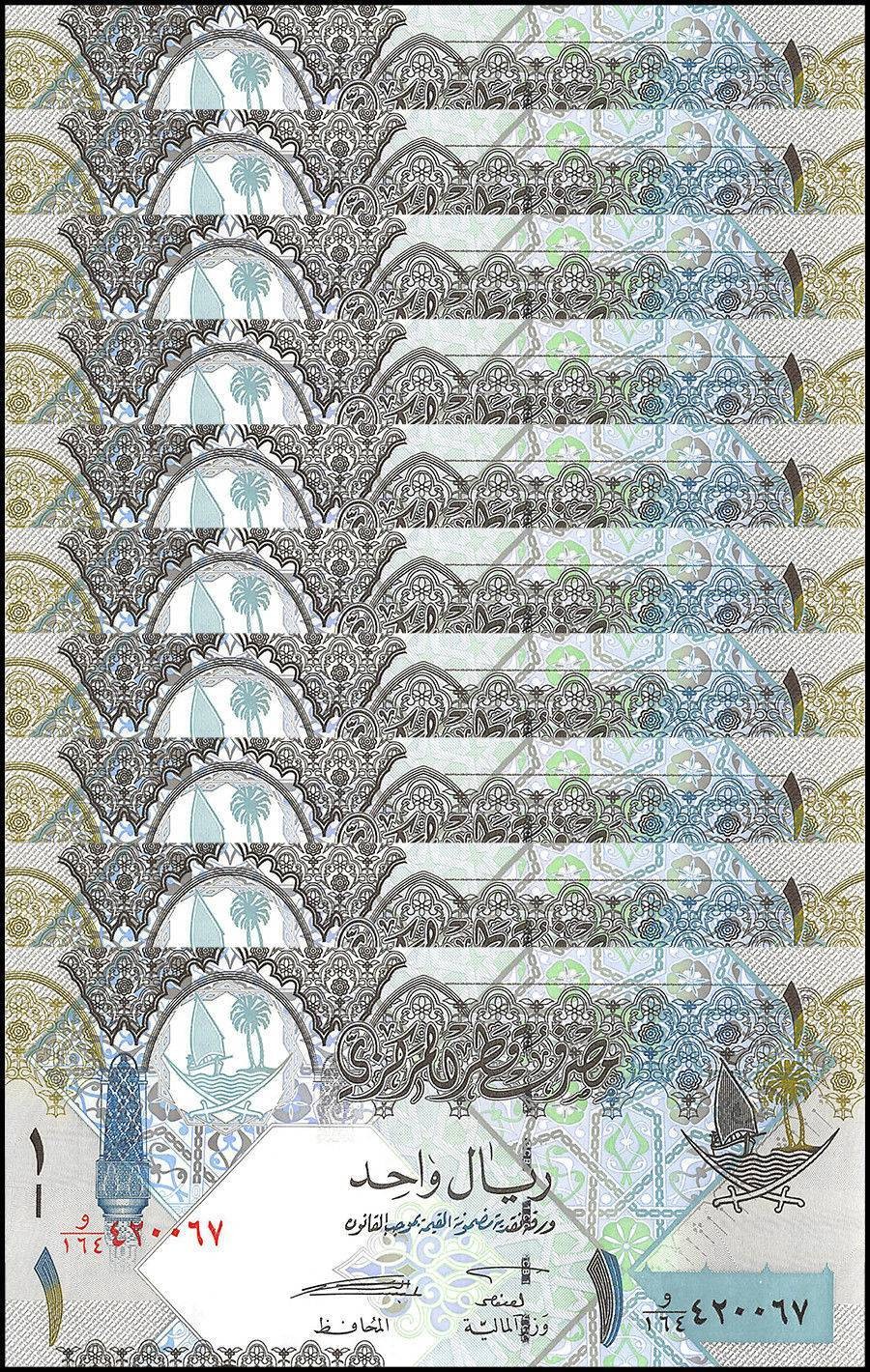 Qatar 1 Riyal, 2008 ND, P-28a.1, UNC X 10 PCS