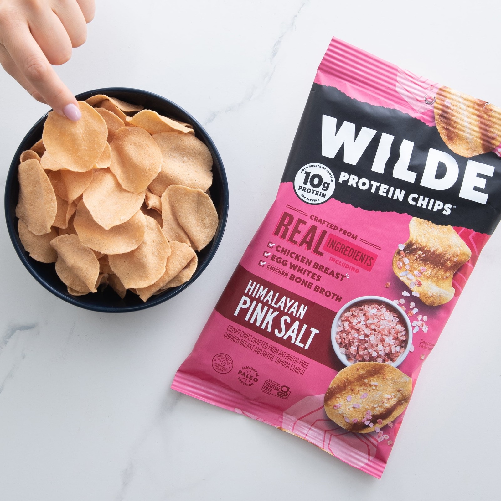 WILDE Protein Chips Himalayan Pink Salt, Thin Crispy High Protein, 4.0 Oz