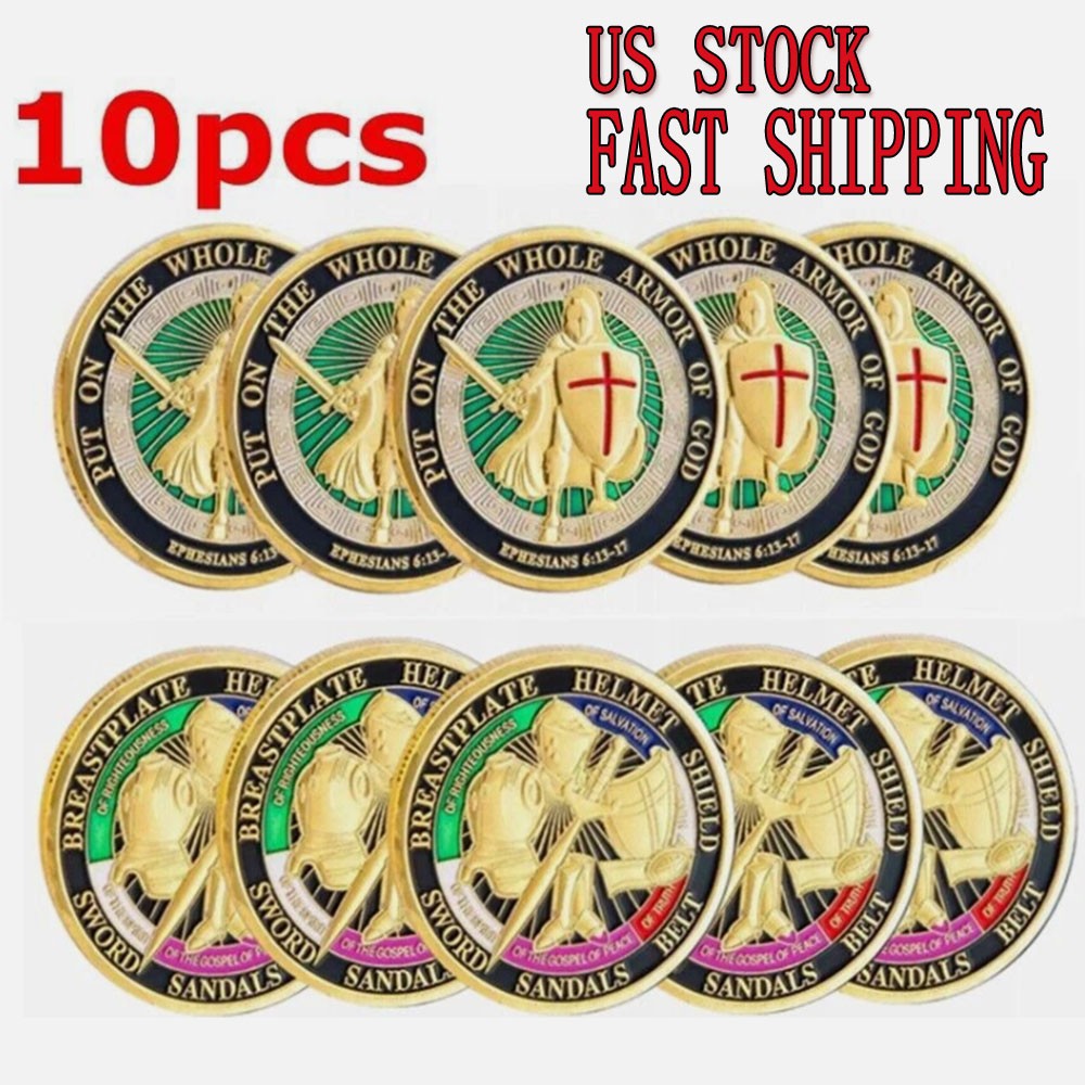 10 Pcs Put on the Whole Armor of God Commemorative Collection Challenge Coin US