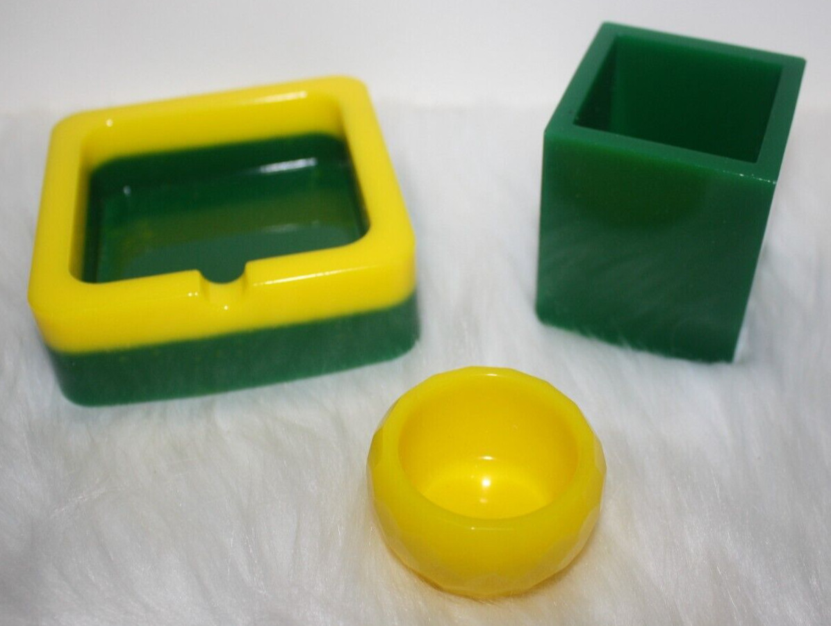 Set Of Three Desk Accessories Ashtray Pen & Paperclip Holder Office Homemade New