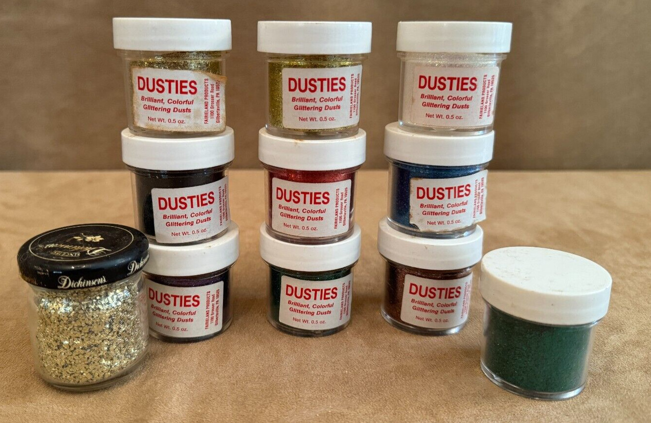 Dusties Glitter dust for painting arts & crafts lot of 11 colors Glittering .5oz