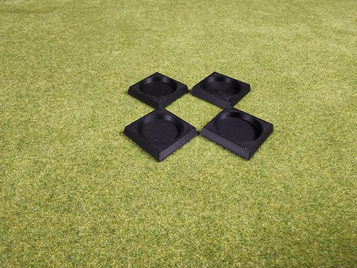 20mm Round To 25mm Square Base Adapters - Base Conversions Wargaming Old School