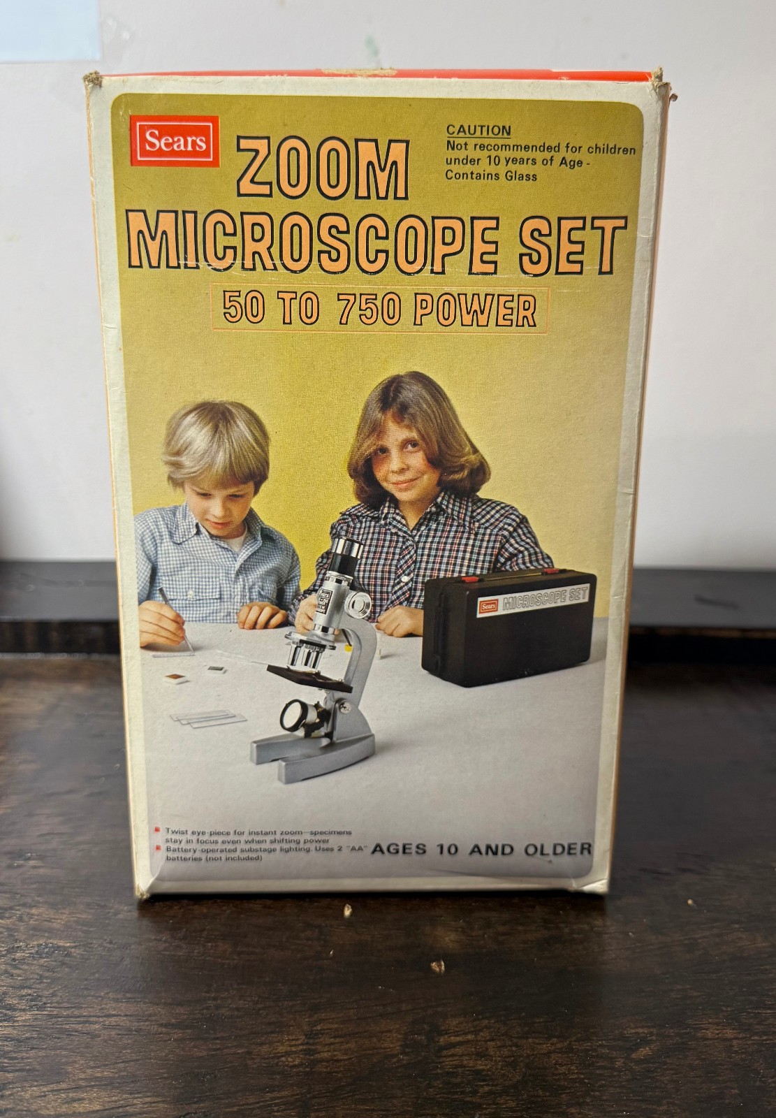 Vintage Sears Microscope Set 49-24335 Complete 50-750 Power Zoom Untested