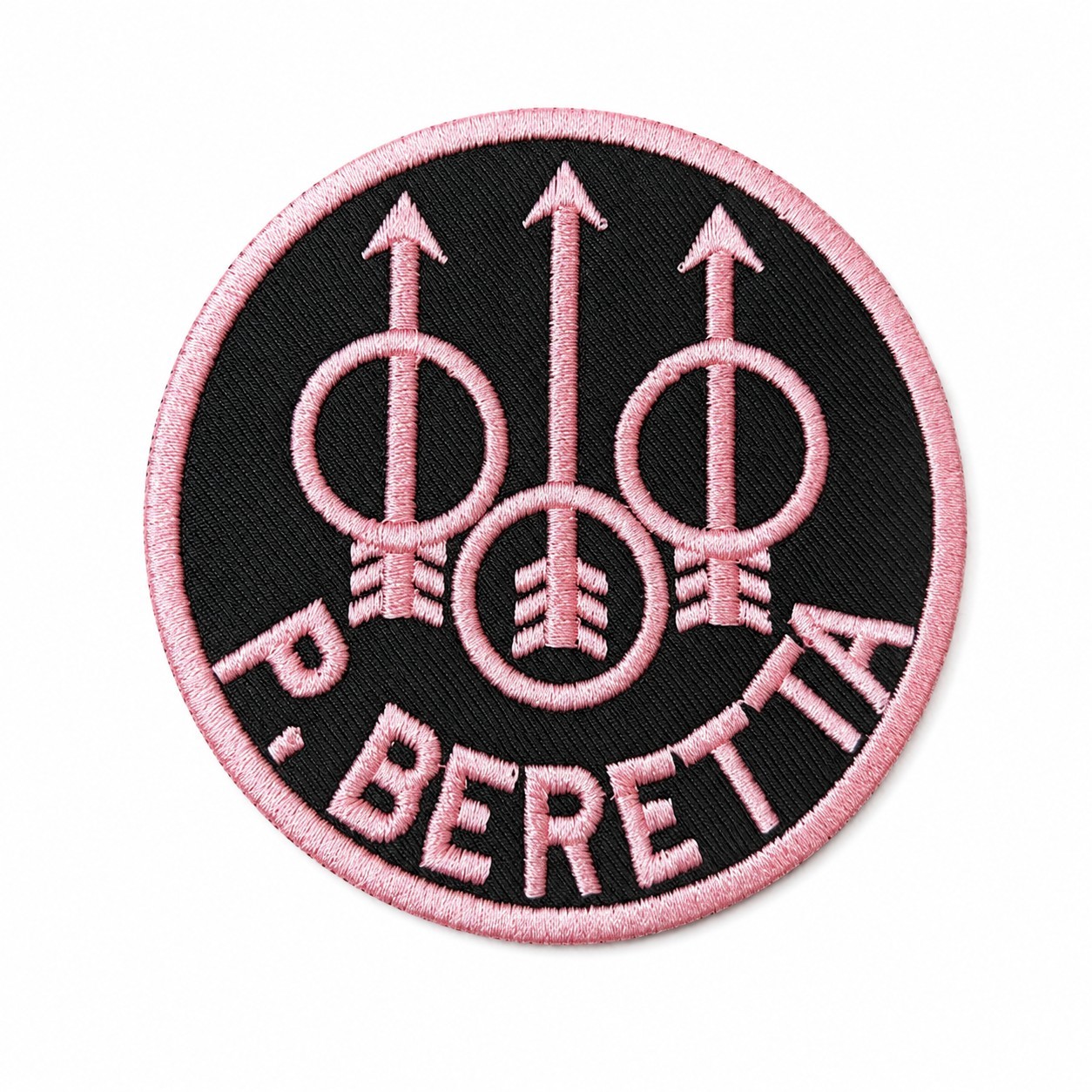 BERETTA Firearms Round Pink Embroidered Sew/Iron-On Patch 2.75 Inches