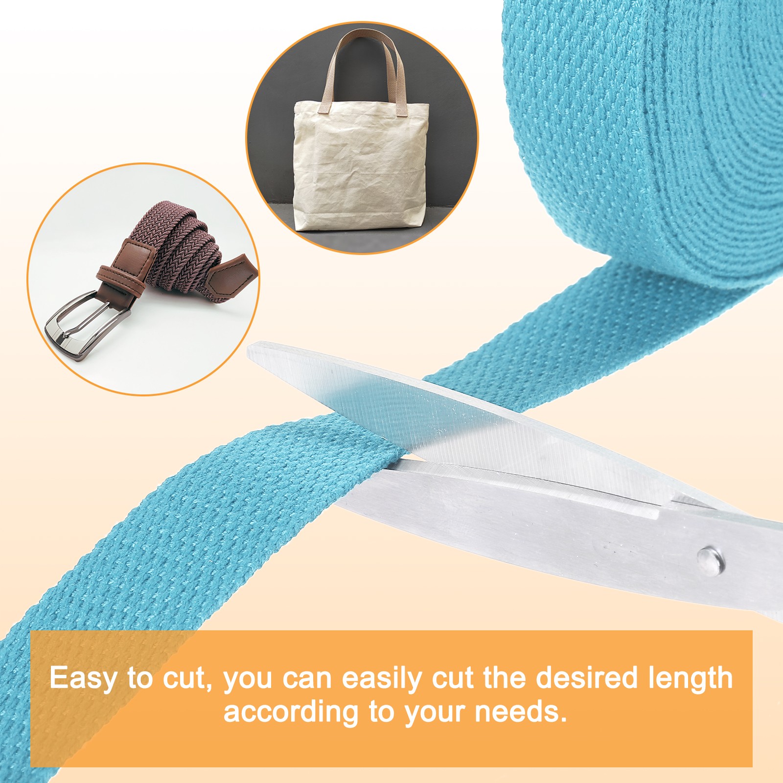 Cotton Webbing 1 Inch 11 Yard Polyester Cotton Webbing Strap, Light Blue