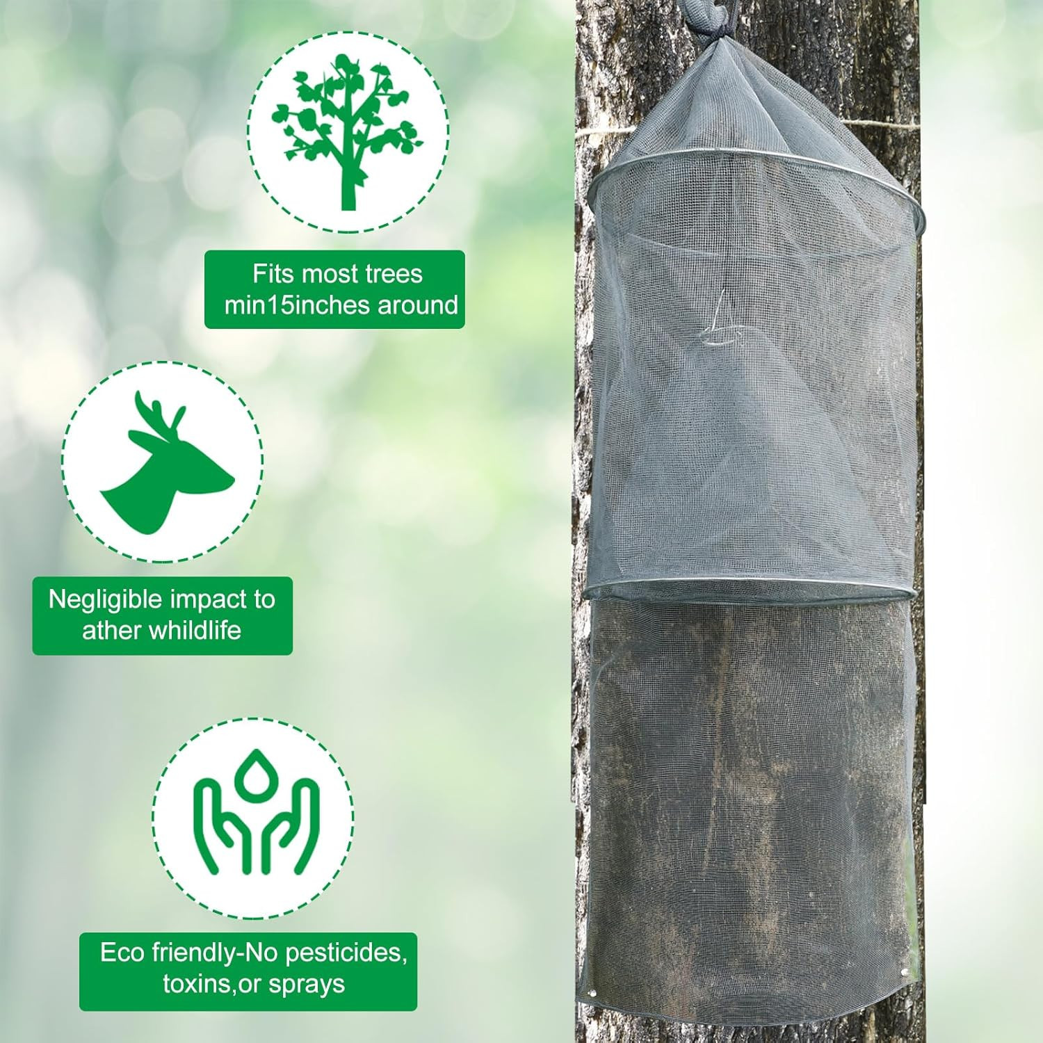 2 Pack Spotted Lanternfly Traps Lantern Fly Killer Mesh Tree Trap with Jute Rope