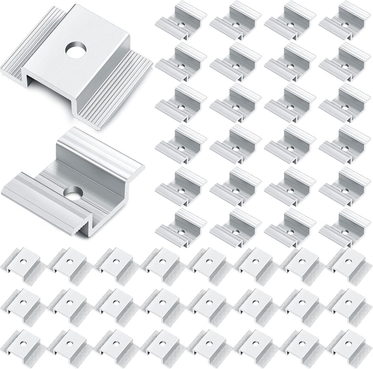 48 Pack Solar Panel Mid Clamps 1.06 Inch Aluminium Mounting Accessories Aluminum