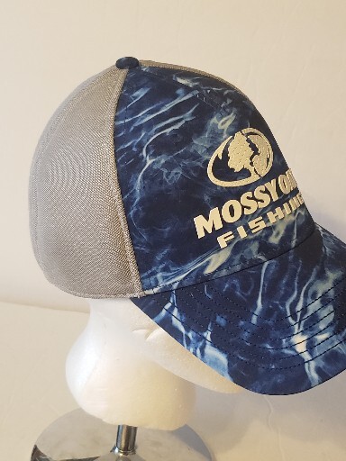 Mossy Oak Fishing Mesh Trucker Snapback Hat Cap Blue & White