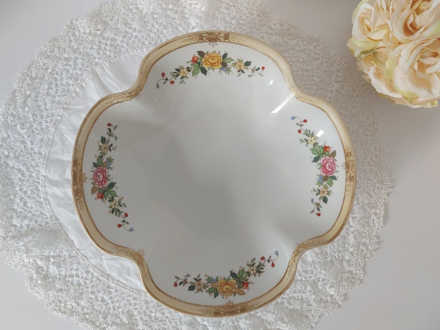 Vintage Hand Painted Nippon Footed Serving Dish