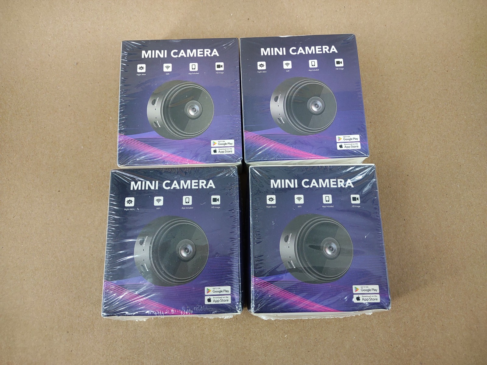 Lot of 4 Mini Camera App Controlled, WiFi,  Night Vision, HD Image. New Sealed