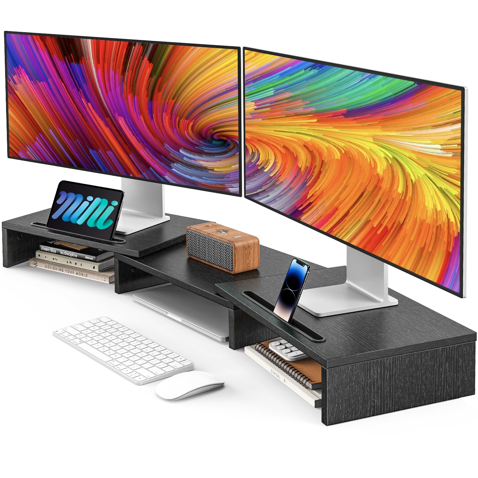 Dual Monitor Stand Riser for 2 Monitors, Monitor Stand for Desk, Adjustable C