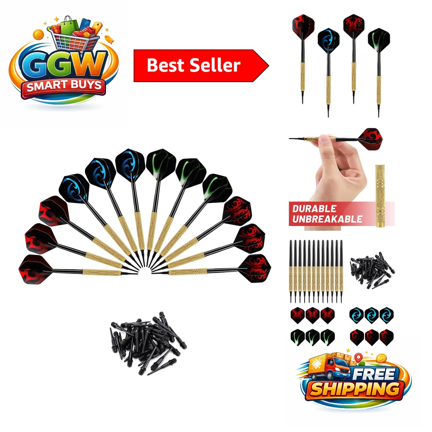 Engage in Fun with 12 Pcs Soft Tip Darts & 36 Replacement Tips - Team Play Ready