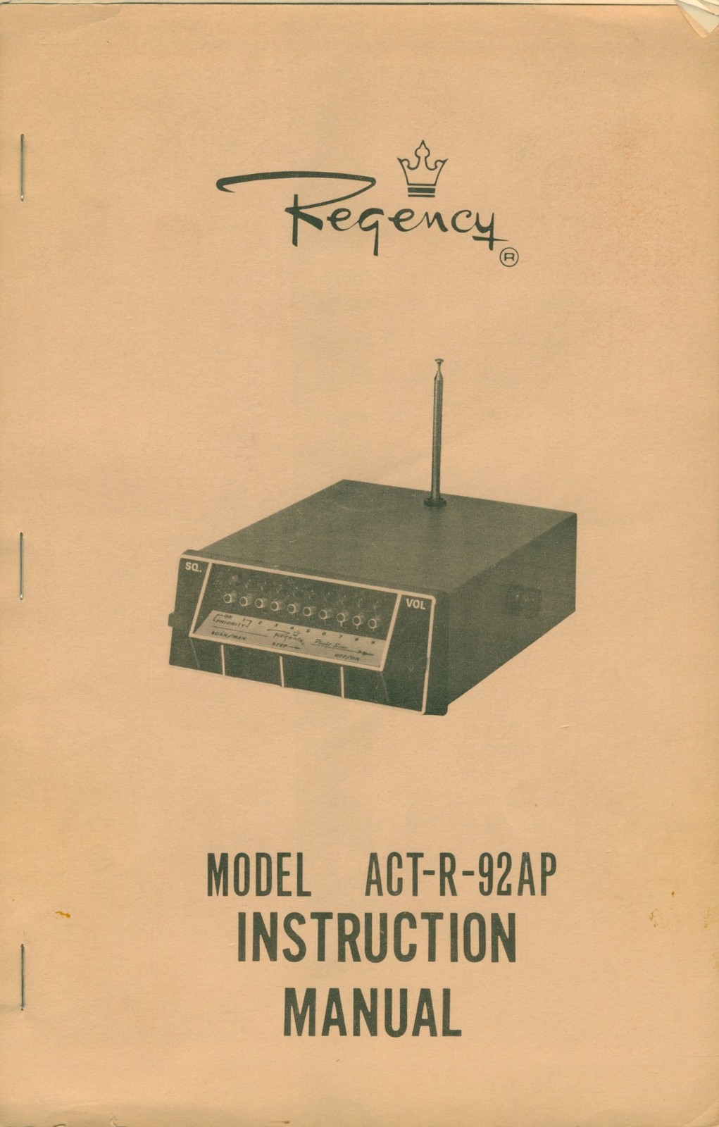 1977 Regency Crystal Police Scanner Instruction Owner Manual Channel Scan Radio